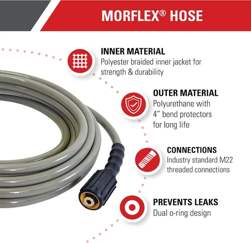 Miniatura 6 de OEM Technologies - Kit de bomba de leva axial + manguera de lavado a presión Simpson MorFlex Series, 25 pies