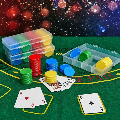 Miniatura 7 de Lewtemi Juego de 300 fichas de póquer de plástico opaco de 1.45 pulgadas, contadores de aprendizaje, fichas de póquer con caja de almacenamiento