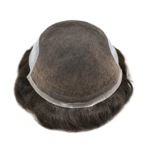 Miniatura 4 de Toupee Hair Piece French Lace Real Human Hair Mens Hair Units System Front Bleched Knot Toupee para hombres, postizos de línea capilar natural