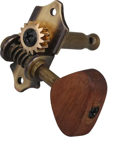 Miniatura 3 de Yibuy 6 clavijas de afinación de cuerda de guitarra acústica vintage, afinadores de guitarra 3R3L, aleación de zinc de bronce