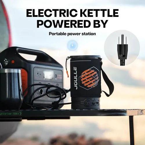 Miniatura 5 de Stoke Voltaics Cafetera Eléctrica de Prensa Francesa, 120V Hervir Agua y Prensar Café 2-en-1, Diseño Portátil para Viajes, Camping, Preparación