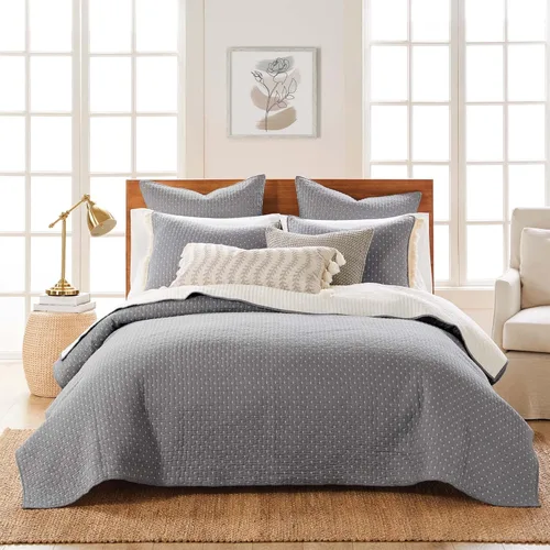 Miniatura 28 de Levtex Home - Juego de edredón reversible con punto de cruz tamaño Queen (104x106 pulgadas) con 2 fundas de almohada (26x20 pulgadas) - Textura