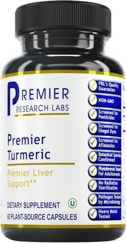 Premier Research Labs Premier Cápsulas de cúrcuma - Suplemento de curcumina de cúrcuma, soporte hepático, 500 mg de cúrcuma por cápsula - 60