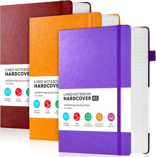 Miniatura 17 de FOCUS DAY Cuaderno de Cuero con Páginas Rayadas, 320 Páginas Cuaderno de Tapa Dura para Escribir y Tomar Notas para Mujeres y Hombres, B5