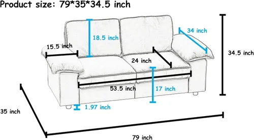 Miniatura 2 de Sofá de terciopelo de 79 pulgadas, cómodo sofá de asiento profundo con bobinas de bolsillo, futón de almacenamiento de 2 plazas para espacios