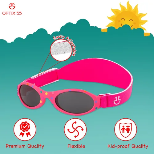 Miniatura 3 de Optix 55 Gafas de sol para bebé con correa Gafas de sol para bebés, niños y niñas de 0 a 12 meses edad 3, UV 400