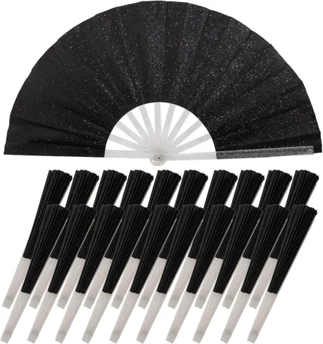Miniatura 38 de 10 ventiladores plegables grandes de mano para hombres y mujeres, abanicos decorativos plegables, accesorios rave, utilizado para bailes, fiestas