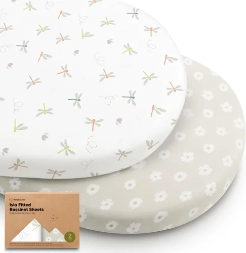 Paquete de 2 sábanas de moisés para bebé niña y niño - 33x17 viscosa derivada de bambú, sábanas ajustables para colchón de moisés junto a la cama,