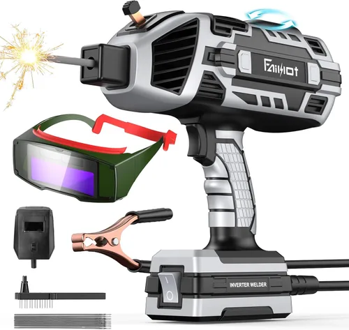 Máquina de soldadura portátil de 110 V con gafas de oscurecimiento automático: Inversor IGBT de mano soldador ARC pistola soldador – 6 ajustes de