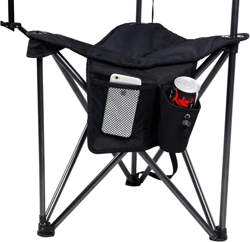Miniatura 4 de PORTAL Taburete trípode plegable rápido extra grande con respaldo silla de camping de pesca con correa de transporte Negro