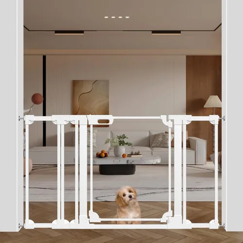 Miniatura 15 de WAOWAO Puerta de acrílico transparente extra alta de 40 pulgadas para bebés y niños con doble cerradura, 29.5-37.37 pulgadas de ancho, puerta