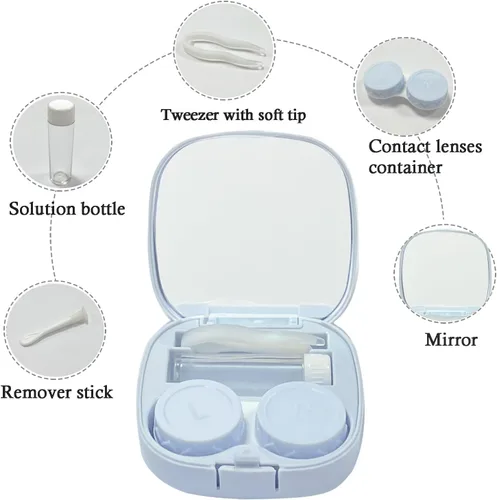 Miniatura 2 de Kit de viaje para lentes de contacto, a prueba de fugas, lindo aplicador de lentes de contacto con botella de solución de espejo para uso diario al