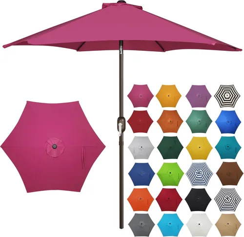 Miniatura 14 de Blissun - Sombrilla de patio de 7.5 pies, sombrilla de jardín, sombrilla de mercado para exteriores con botón de inclinación y manivela