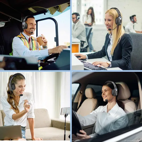Miniatura 7 de Auriculares Bluetooth BRAMMAR Trucker con cancelación de ruido AI y micrófono, auriculares Trucker con 65 horas de tiempo de conversación y botón