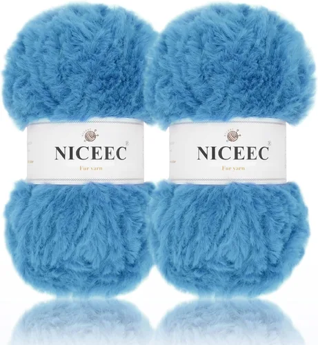 Miniatura 101 de NICEEC Hilo de Pelo Sintético Super Suave, Grueso y Esponjoso, Hilo de Pestañas para Crochet y Tejido (Longitud Total 192m/9.1kg) - Otoño/300g