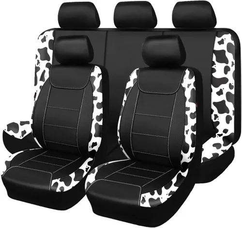 Miniatura 24 de Fundas para asientos de coche Flying Banner, protectoras, impermeables, de cuero sintético con fibra de carbono para asientos delanteros y traseros