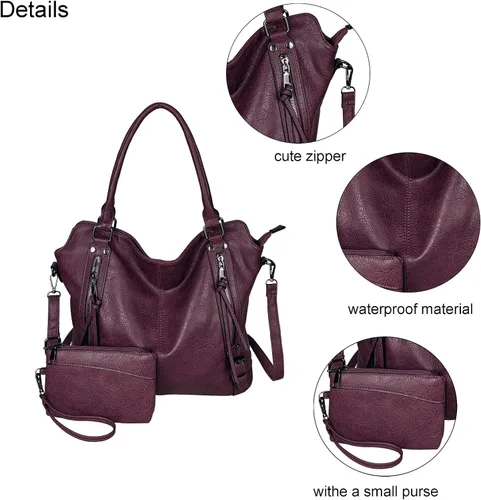 Miniatura 3 de Monederos grandes para mujer, bolsos de hombro, bolsa hobo, juego de 2 piezas
