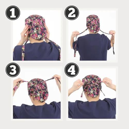Miniatura 8 de First Lifesaver Cofia de trabajo con botones y un listón, para mujeres con cabello largo