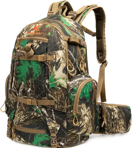 Miniatura 8 de Mochila de caza, equipo de caza al aire libre con cubierta para lluvia, paquete duradero de gran capacidad para el día de caza (camuflaje verde)