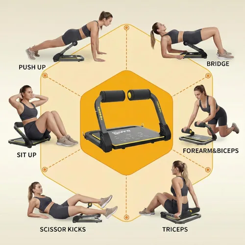 Miniatura 5 de ZIWWVY Máquina de abdominales plegable, banco ajustable para gimnasio en casa, capacidad de 300 libras, equipo de entrenamiento portátil
