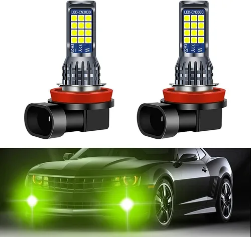 2 bombillas LED H8 H9 H11 antiniebla de limón verde, 24 LED 3030 chips superbrillantes, bombillas LED de repuesto DRL para automóviles, camiones,