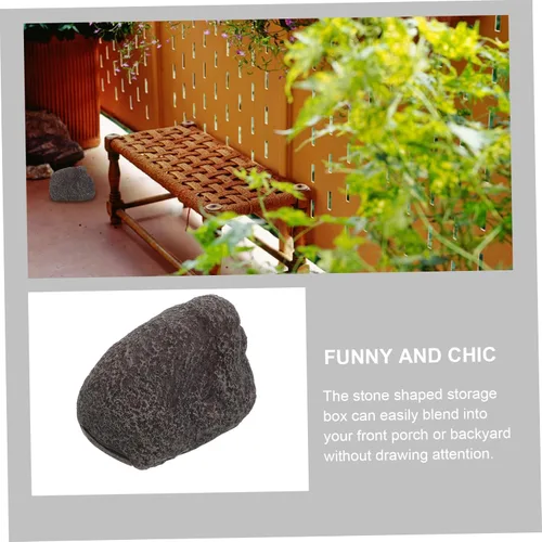 Miniatura 4 de Caja para llaves de piedra al aire libre, resistente a la intemperie, llavero de roca falsa, material duradero, jardín y almacenamiento discreto