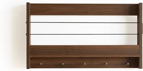 HIHELO Estantería de madera para libros con gancho, estantería de madera para colgar en la pared, estante de almacenamiento de revistas de pared,
