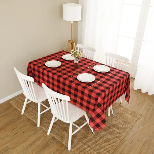 Miniatura 2 de Softalker - Mantel rectangular a cuadros, impermeable para exteriores, 54 x 120 pulgadas, mantel de búfalo a cuadros, resistente a las manchas