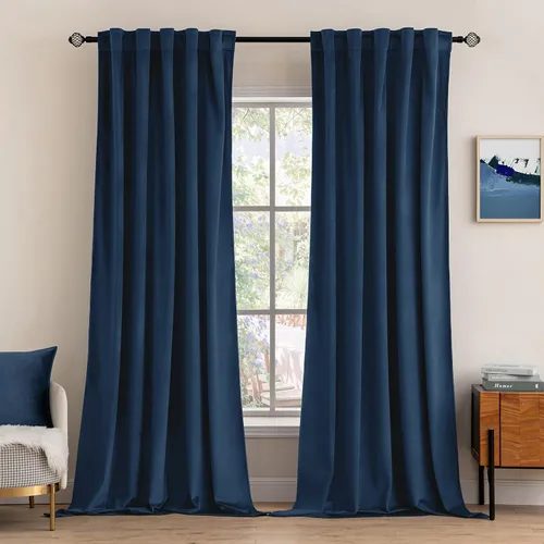 Miniatura 54 de MIULEE Cortinas de terciopelo de 84 pulgadas de largo, juego de 2 paneles para dormitorio, con pestaña trasera plisada, de lujo, aislamiento