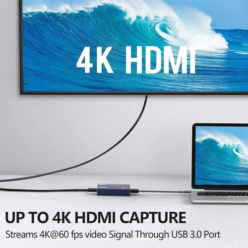 Miniatura 4 de dobestyou Tarjeta de Captura 4K Gris para Transmisión, Grabación y Juegos – Dispositivo de Captura de Video HDMI con USB 3.0, 1080p 60fps, Sin