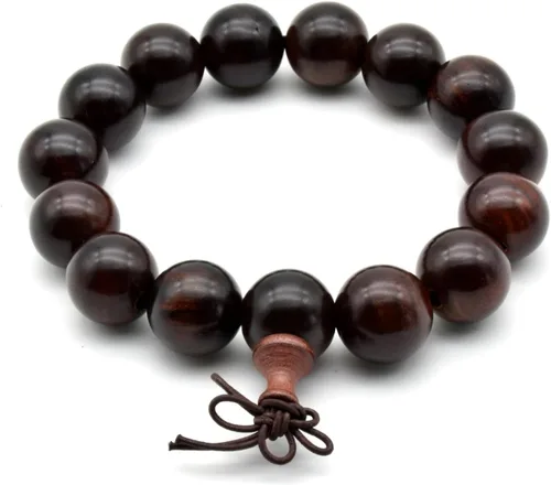 Miniatura 13 de Zen Dear Brazalete y collar de meditación Mala, para cultura budista y oración busita, cuentas de Buddha, unisex, palisandro natural