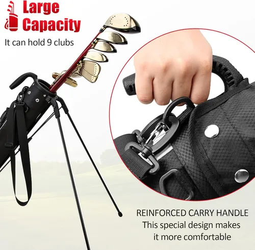 Miniatura 2 de PGM Sunday - Bolsa de golf con soporte y correa, bolsa de transporte ultraligera con capacidad para hasta 9 palos, bolsa de viaje impermeable