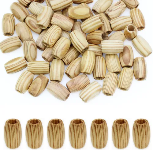 Miniatura 7 de BetterJonny 180 cuentas de madera natural de agujero grande, cuentas espaciadoras redondas de madera para macramé, pulseras de joyería, manualidades
