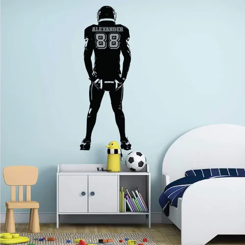 Miniatura 2 de Calcomanía de pared personalizada de fútbol – Números personalizados camisetas de jugador – Elige tu nombre. Calcomanía de vinilo para decoración