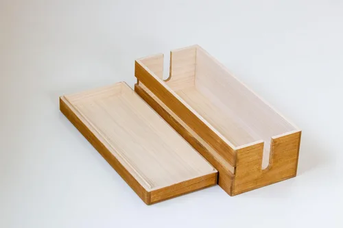 Miniatura 2 de Paulownia - Caja de gestión de cables de madera, organizador de cables hecho a mano para regletas eléctricas, cargadores y enrutadores