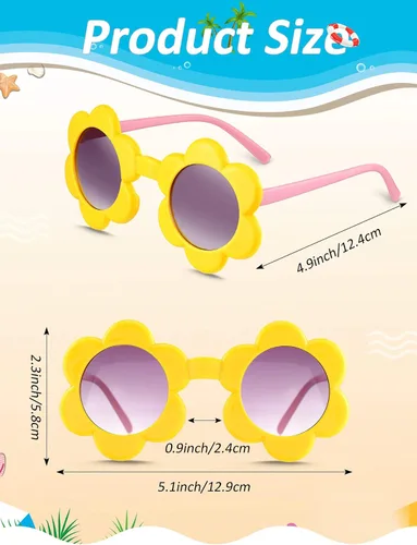 Miniatura 2 de Weewooday 6 pares de gafas de sol redondas para niños lentes de sol de flores coloridas lentes de sol para fiesta accesorios para niños y niñas