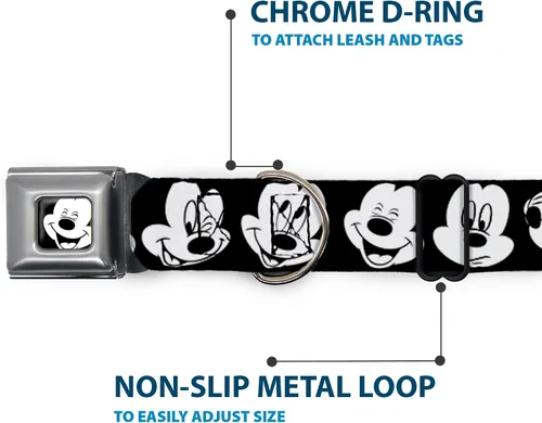 Miniatura 5 de Buckle-Down Collar de perro con hebilla de cinturón de seguridad, dálmatas para correr, patas, negro, gris, blanco, negro, 1.5 pulgadas de ancho, se