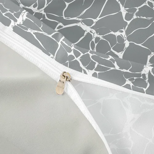 Miniatura 5 de Erosebridal Juego de funda de edredón de mármol metálico plateado, tamaño individual, juego de ropa de cama con purpurina gris plateado, diseño