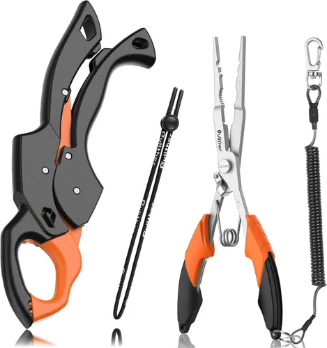 Miniatura 10 de Fish Gripper 9.2 pulgadas, cortador de línea multifunción, alicates de pesca, kit de herramientas de pesca de agua salada, equipo de pesca