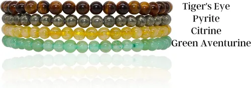Miniatura 2 de Juego de pulseras apilables de piedras preciosas de cristal curativo con cuentas de 0.157 in que atraen dinero, abundancia, riqueza, antiansiedad