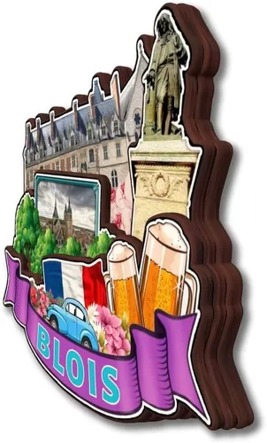 Miniatura 3 de Blois Centre-Val de Loire Francia - Imán de madera para nevera, colección 3D, hecho a mano, viajes, ciudad, recuerdos, nevera, regalo
