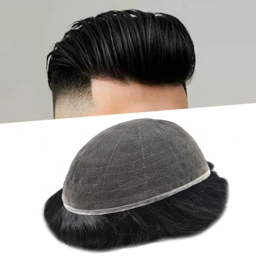 Miniatura 16 de Toupee para hombres completo encaje francés hombres toupee hairpieces 100% europeo cabello humano reemplazo sistema hombres piezas de pelo protesis