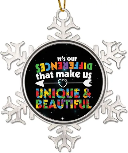 Miniatura 15 de Live Love Accept Autism Heartbeat Adornos para árbol de Navidad, decoración de autismo, rompecabezas divertido para colgar en Navidad