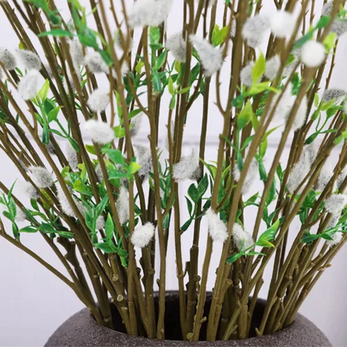 Miniatura 6 de Firlar 6 ramas artificiales de sauce de coño plateado, 33 pulgadas, enredaderas de árbol secas y rizadas, ramitas de tallo largo, simulación