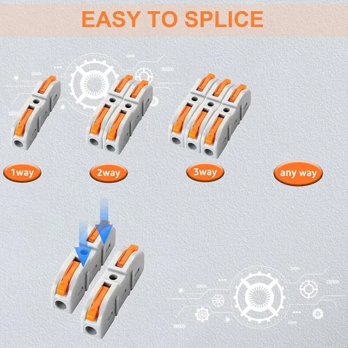 Miniatura 7 de Nineleaf Conectores de cable de palanca, conectores compactos de empalme de alambre en línea, terminales eléctricos modulares reutilizables 1 en 1