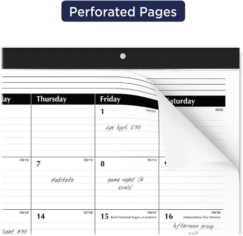 Miniatura 2 de AT-A-GLANCE Calendario de escritorio académico 2023-2024, almohadilla de escritorio mensual, 21-3/4 x 17 pulgadas, bloques diarios a rayas, estándar