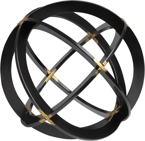 Esfera decorativa para decoración del hogar, negro y dorado, pintada a mano, bolas decorativas modernas para sala de estar, dormitorio, cocina,