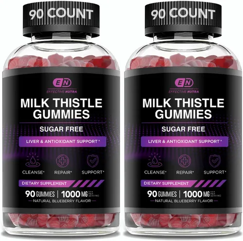 Miniatura 8 de Effective Nutra Gomitas de cardo mariano Extracto de cardo mariano sin azúcar, 1000 mg para desintoxicación hepática y apoyo antioxidante, vegano