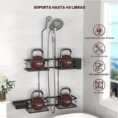 Miniatura 3 de REINHARDT Organizador de Ducha Ajustable Colgante Organizador de Ducha Resistente a la Oxidación para Cabezales de Ducha Portátiles, Organizador