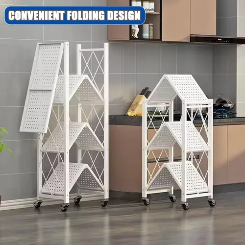 Miniatura 4 de Estantes plegables de almacenamiento con ruedas, organizadores plegables y estante de metal de almacenamiento, estantería para cocina, garaje, 5